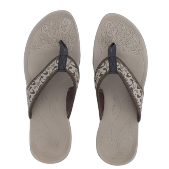 Columbia Women's Beige and Brown Summer Beach Flip Flop Sandals Size 10 - Picture 1 of 10